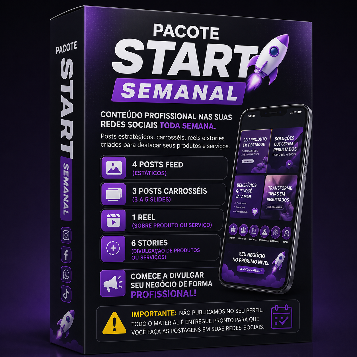 Pacote Start Semanal - conteúdo profissional para suas redes sociais toda semana