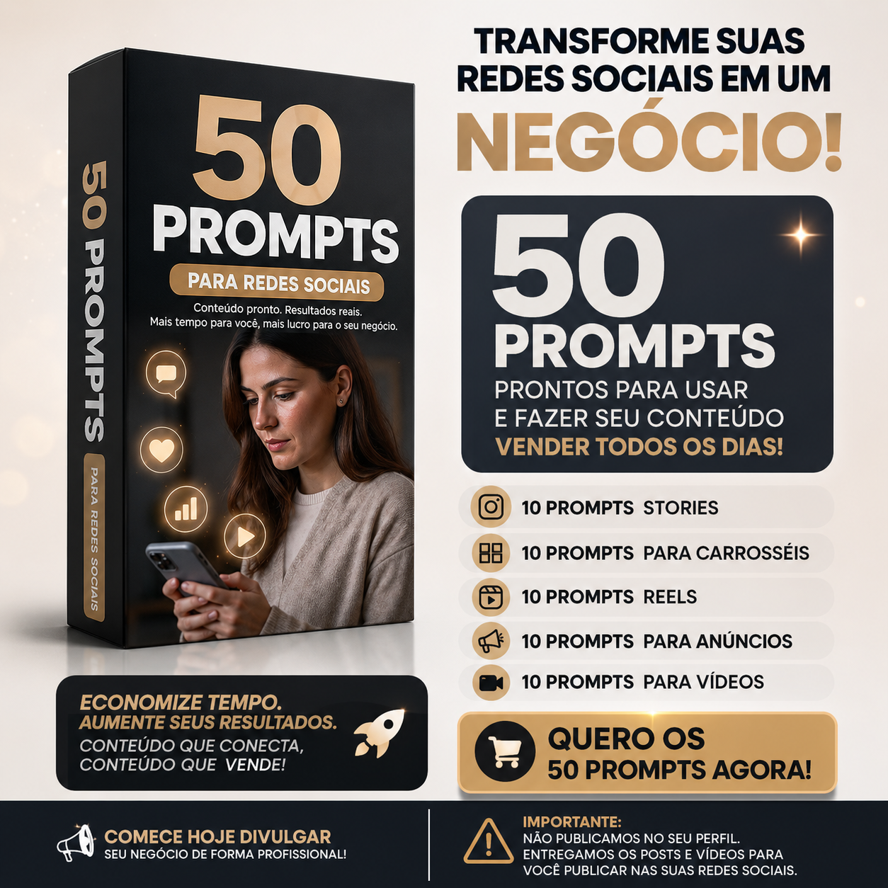 50 Prompts para Redes Sociais - transforme suas redes sociais em um negócio
